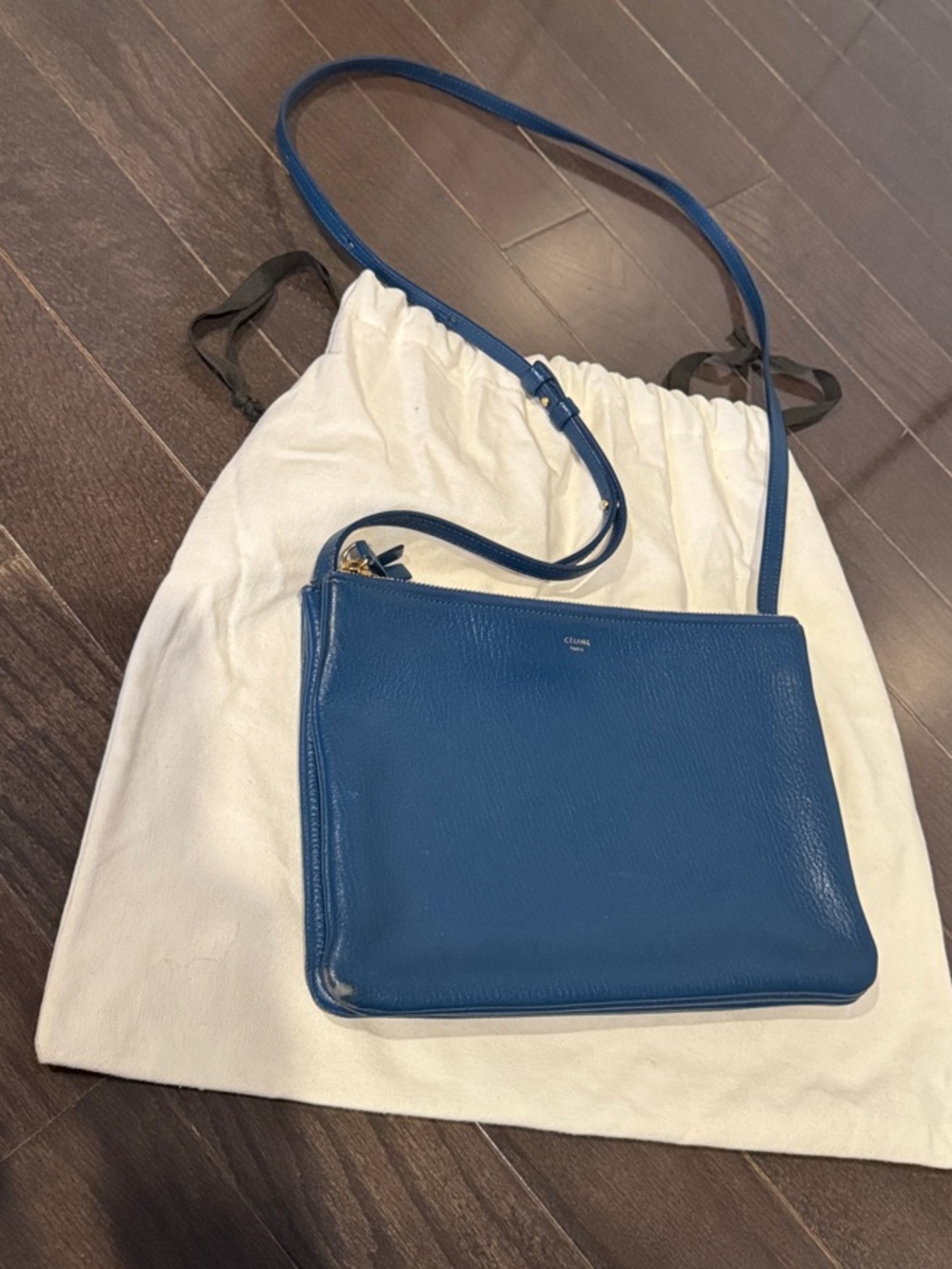 Blue Leather Crossbody Bag - Women